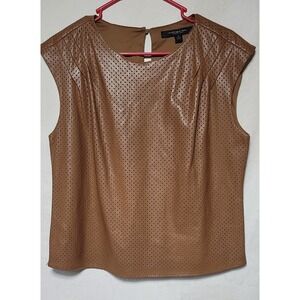 MARC NEW YORK Andrew Marc Faus Sleeveless Leather Womens Tunic Top M